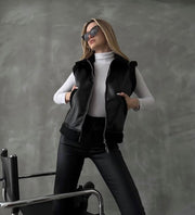 Black leather vest