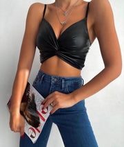 Black leather top