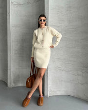 Beige wool set skirt