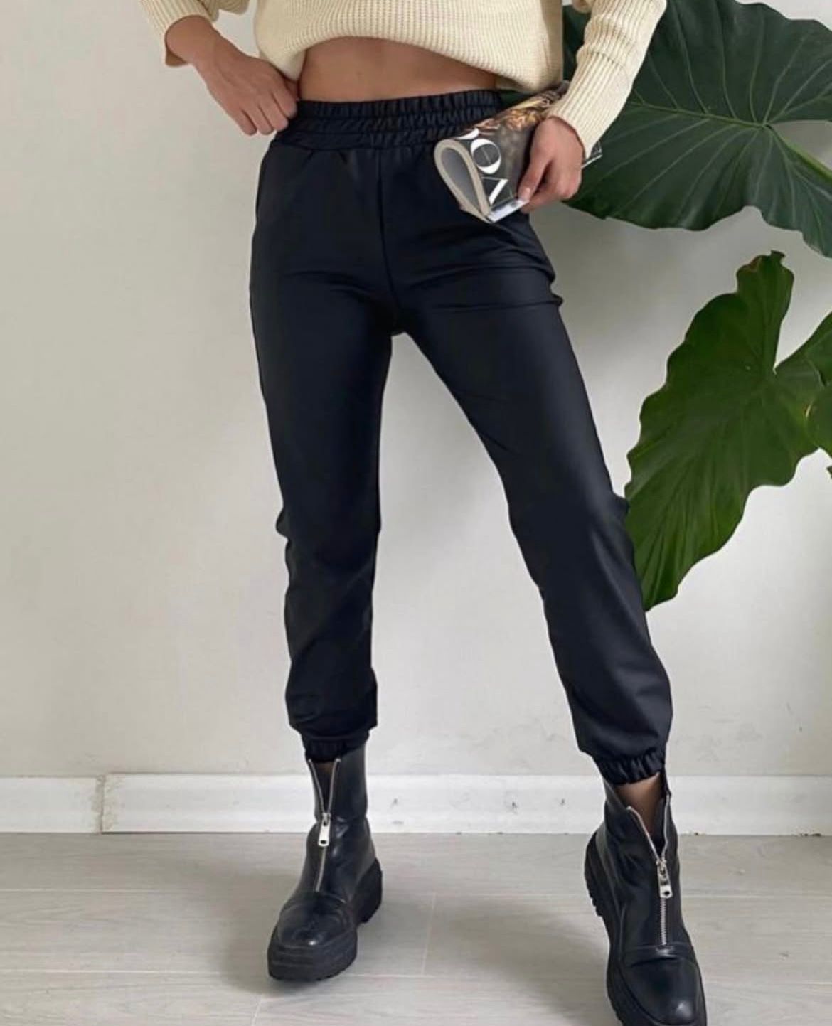 Black leather pants