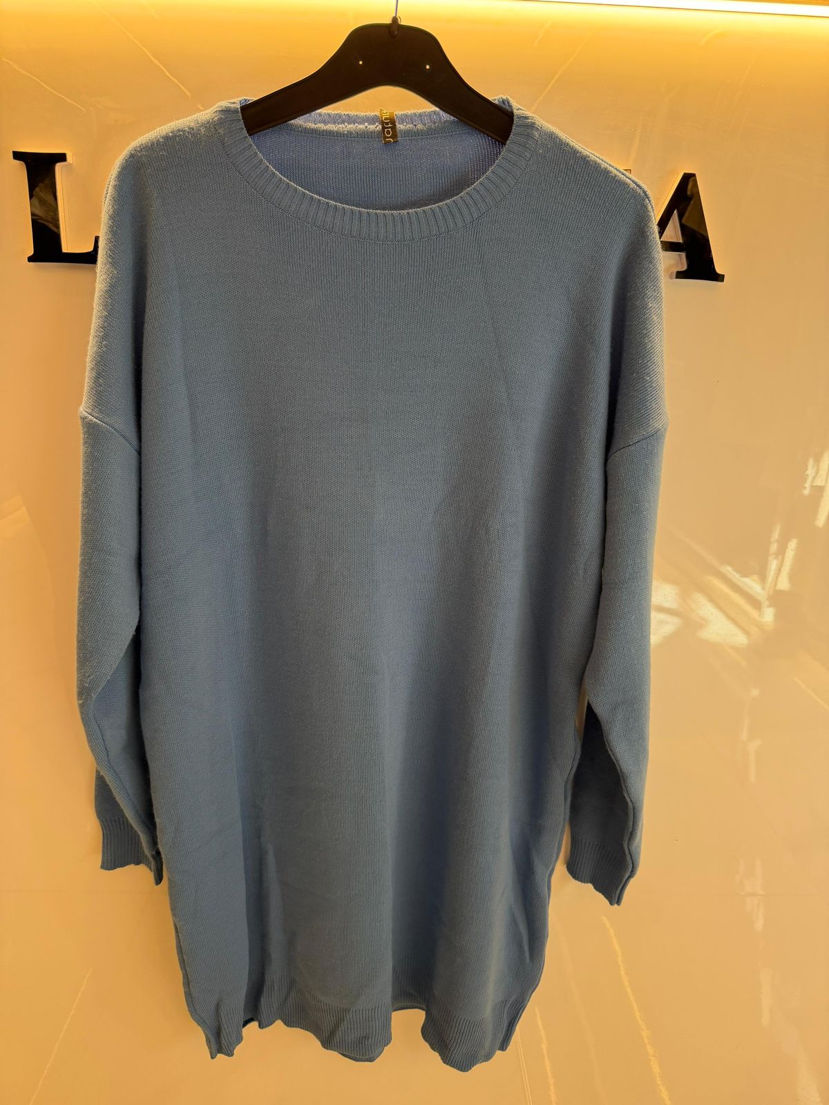 Blue wool dress