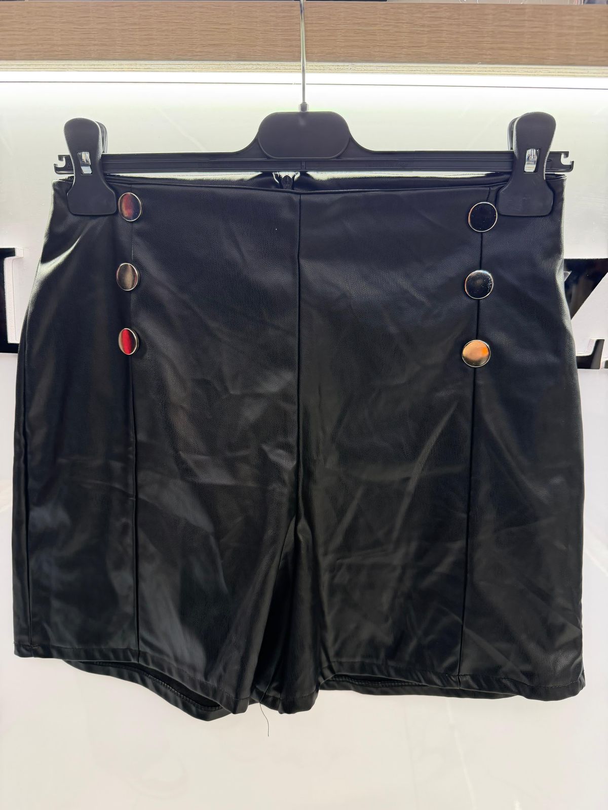 Black leather short