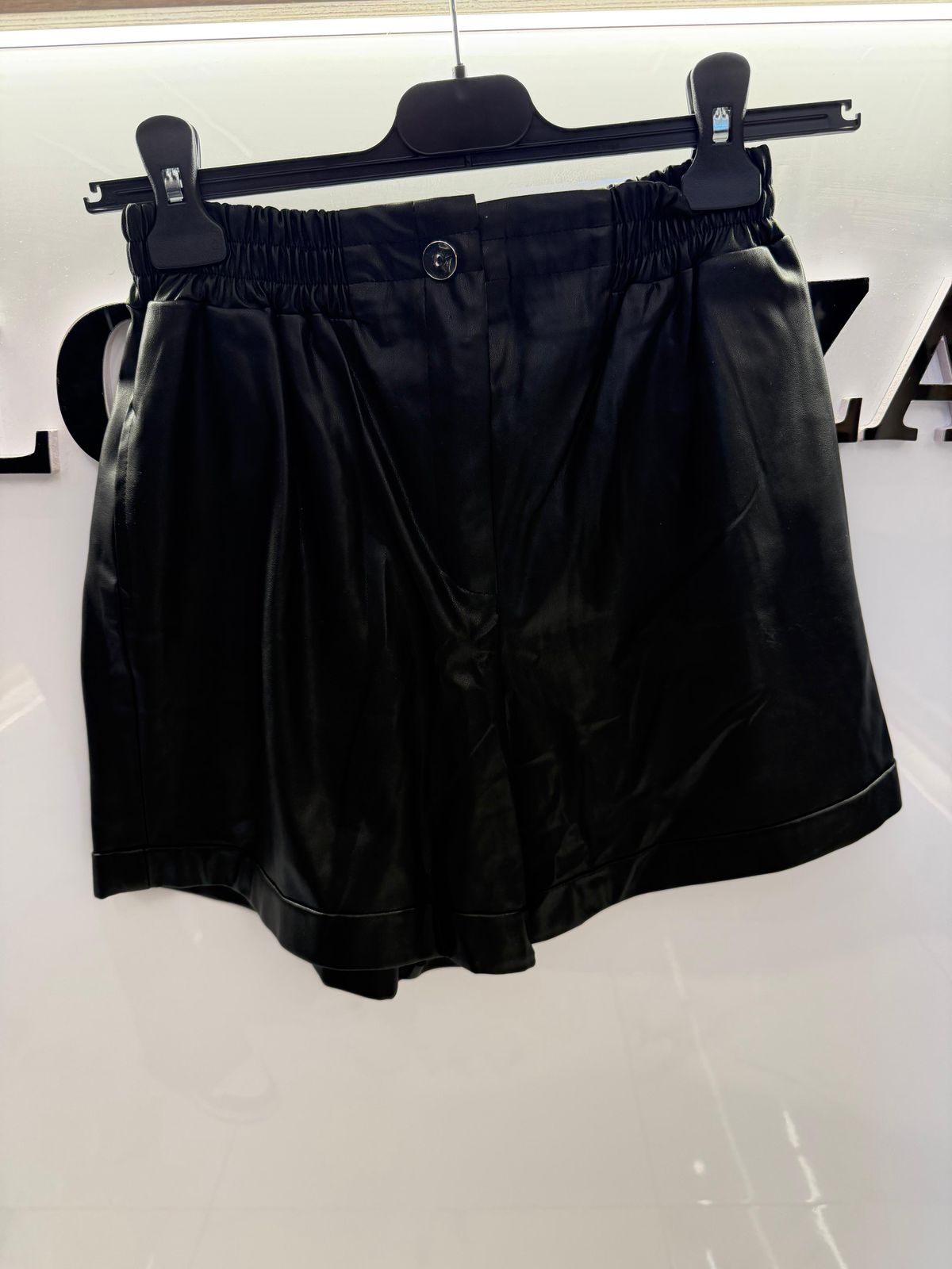 Black leather short