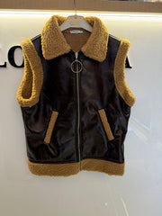 Brown leather vest