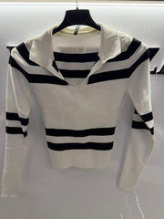 Black stripe black sweater