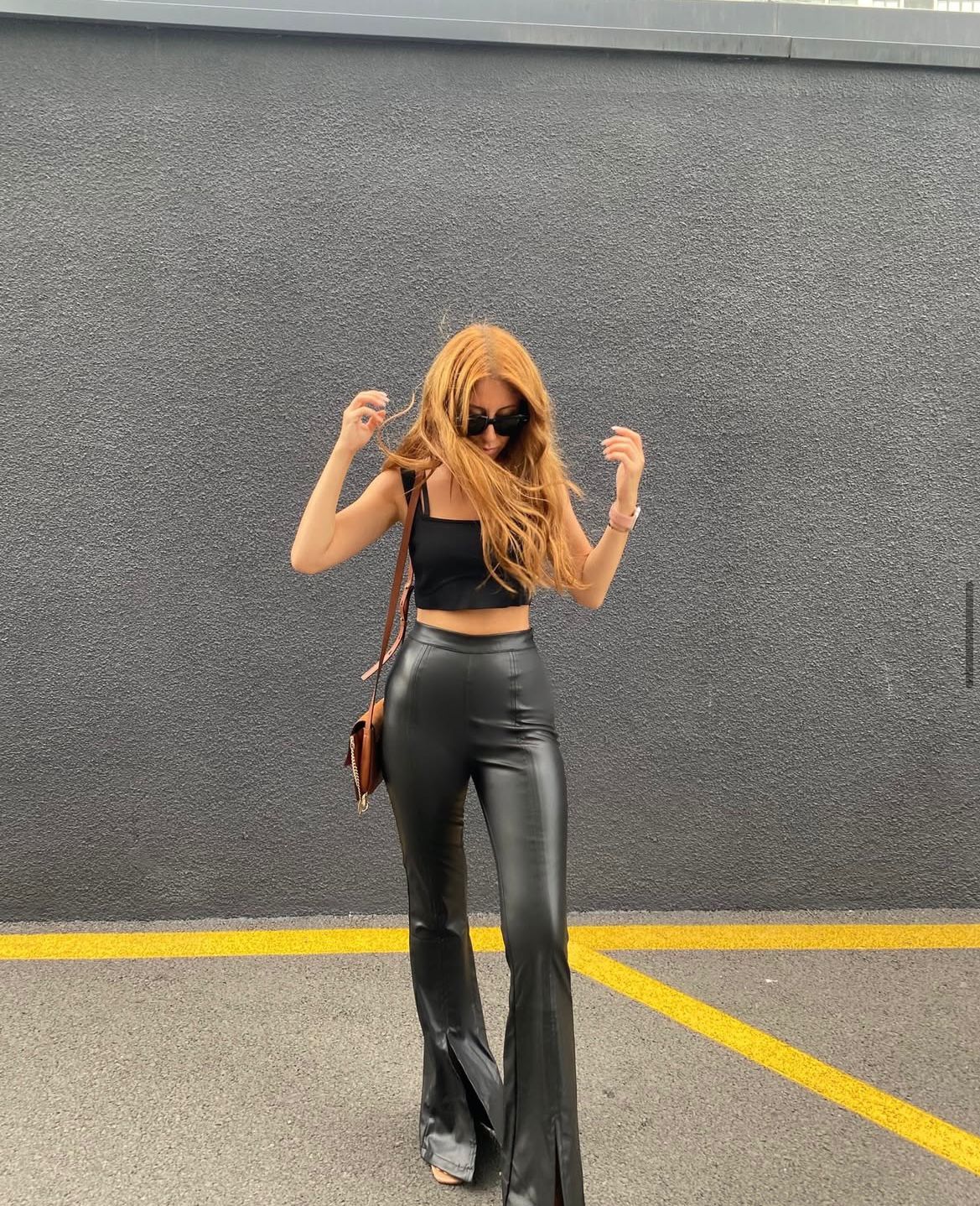 Black leather ispanyol pant