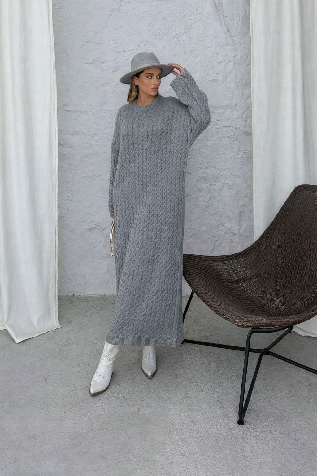 Grey wool dress