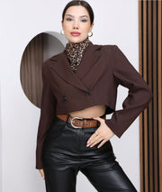 Brown crop blazer